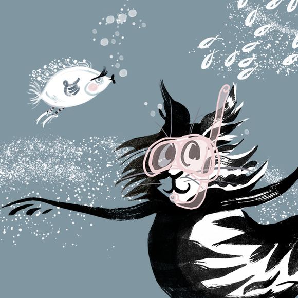 Snorkelling Cat amongst the fish