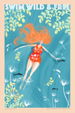 TEA TOWEL – Swim Wild & Free 'Autumn Ocean Flow'