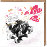 OLD ENGLISH SHEEP DOG | LOVE YOU BALLOONS CARD