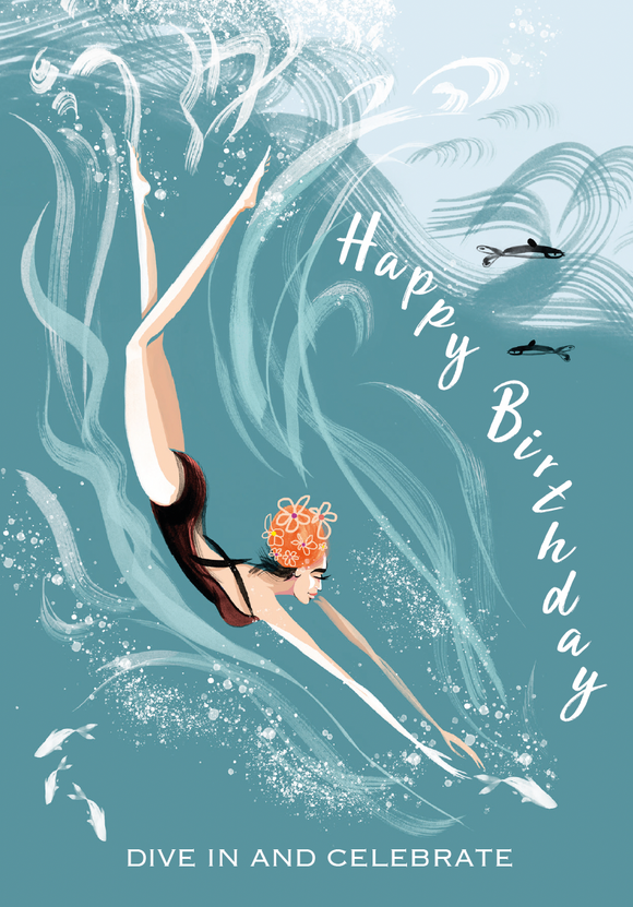 SWIM WILD & FREE ('DIVE') CARD – Happy Birthday
