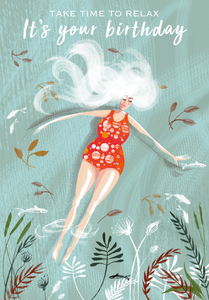 SWIM WILD & FREE ('AFLOAT') CARD – Happy Birthday