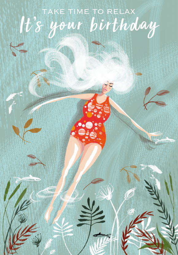 SWIM WILD & FREE ('AFLOAT') CARD – Happy Birthday