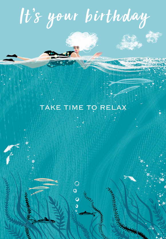 SWIM WILD & FREE ('OCEAN TOP') CARD – Happy Birthday