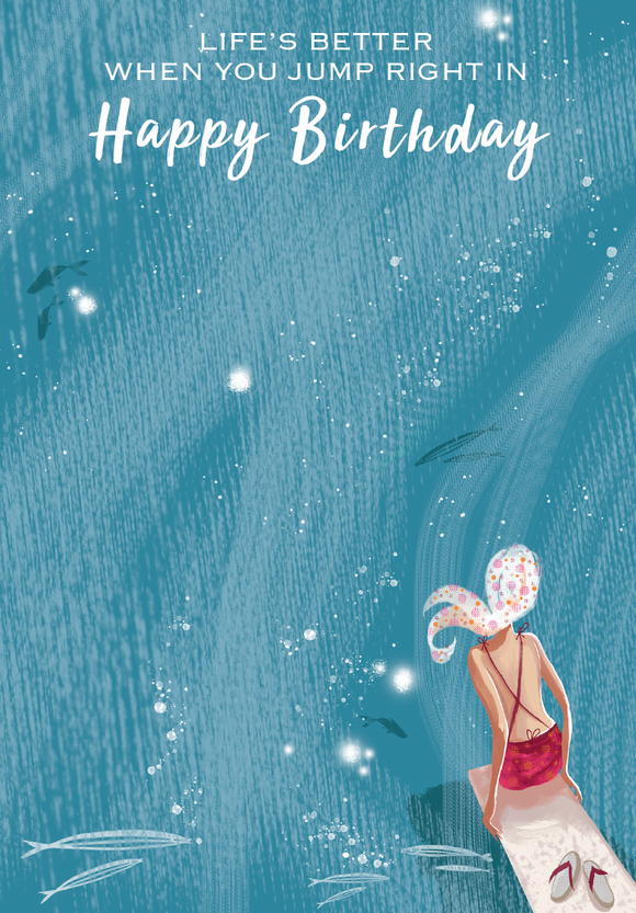 SWIM WILD & FREE ('OCEAN VISTA') CARD – Happy Birthday