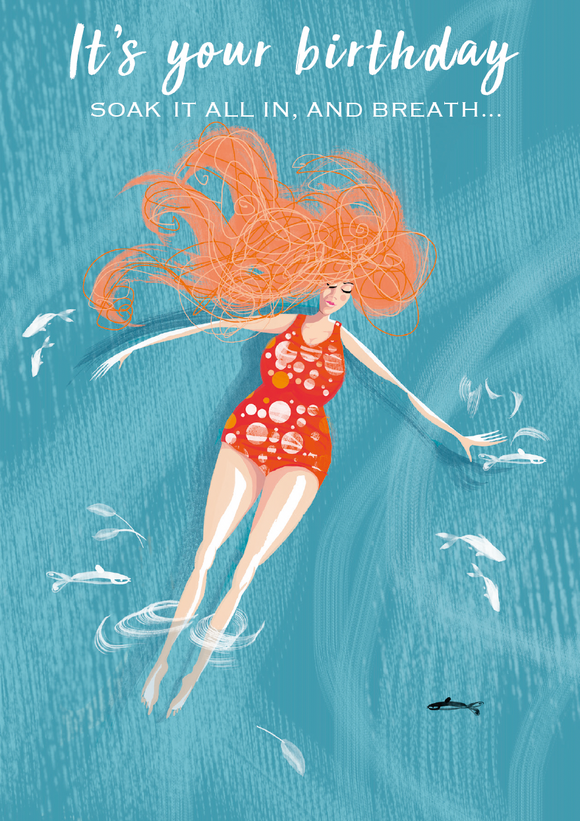 SWIM WILD & FREE ('OCEAN FLOW') CARD – HAPPY BIRTHDAY