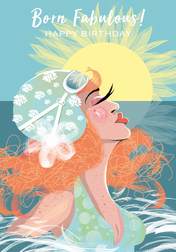 SWIM WILD & FREE ('SHE RISES') CARD – HAPPY BIRTHDAY