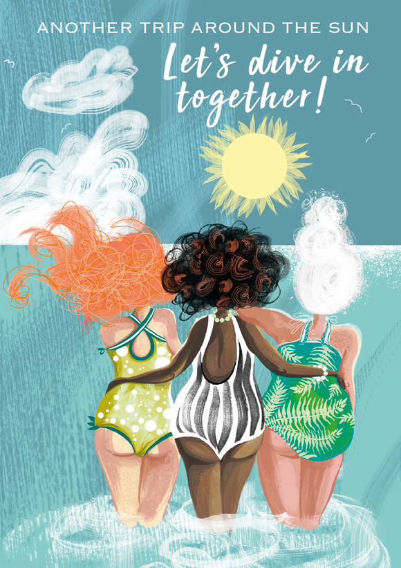 SWIM WILD & FREE ('SEA SISTERS') CARD – HAPPY BIRTHDAY