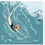 SWIM WILD & FREE ('Dive') SQUARE – HAPPY BIRTHDAY CARD