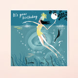 SWIM WILD & FREE ('Night Swim') SQUARE HAPPY BIRTHDAY CARD