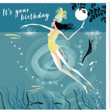 SWIM WILD & FREE ('Night Swim') SQUARE HAPPY BIRTHDAY CARD