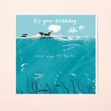 SWIM WILD & FREE ('OCEAN TOP') SQUARE BIRTHDAY CARD
