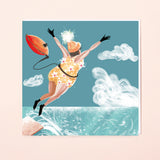 SWIM WILD & FREE ('THAT CRAZY SHELLEY') SQUARE CARD