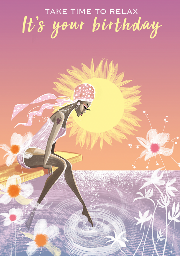 SWIM WILD & FREE ('SUNSET DIP') CARD – HAPPY BIRTHDAY