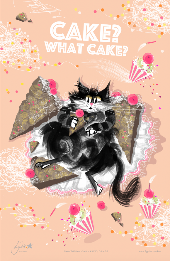 TEA TOWEL – PAW BEHAVIOUR / Kitty Cakes