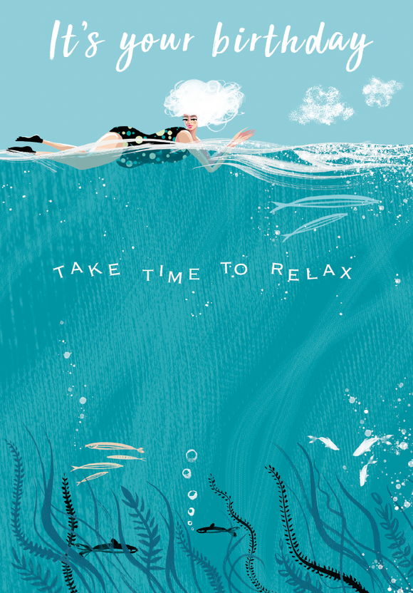 SWIM WILD & FREE ('OCEAN TOP') CARD – Happy Birthday