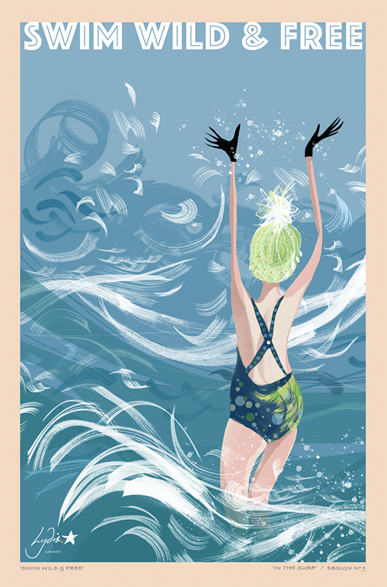 Swim Wild & Free 'In The Surf' Tea Towel