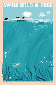 TEA TOWEL – Swim Wild & Free 'Ocean Top'