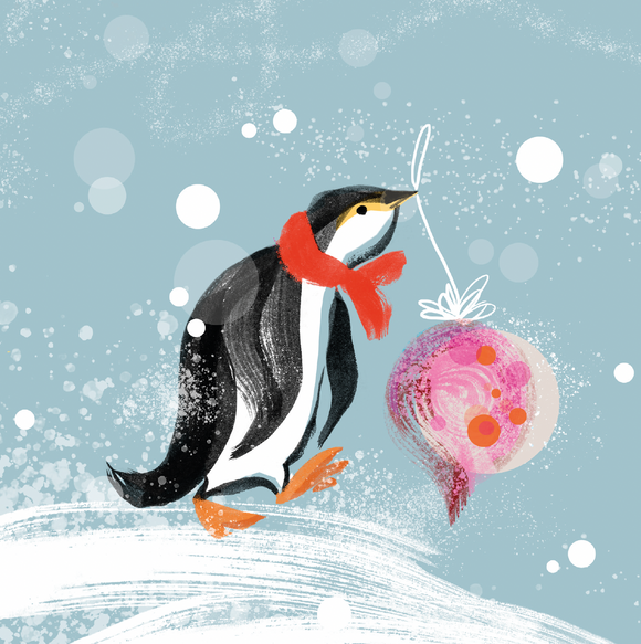 WINTER WONDER CHRISTMAS CARDS  – Penguin with bauble